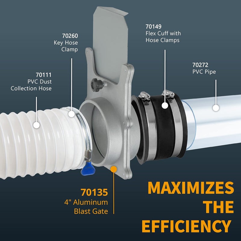 POWERTEC 70135-P6V 4-Inch Blast Gate for Dust Collector, Dust Collection Fittings, 6 PK - Image 4